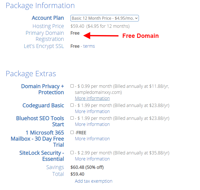 Bluehost-package-information